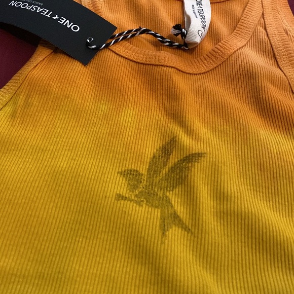 One Teaspoon Tie Dye SUNSET STRIPE RIB SINGLET Bower Bird Logo Small - Picture 7 of 16